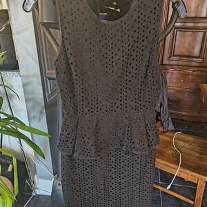 BCBG Black Eyelet Midi Dress